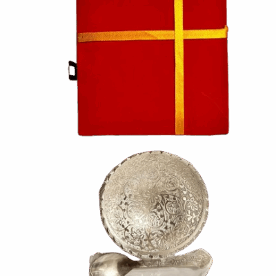 Silver Plated Bowl and Spoon Set in Red Velvet Gift Box