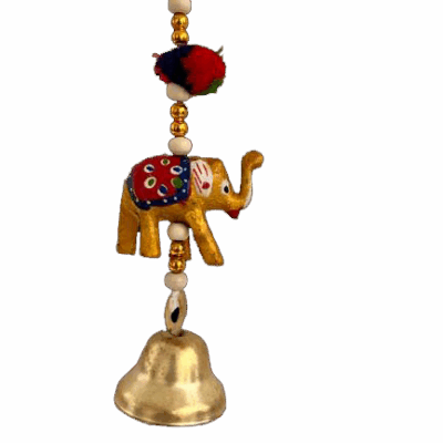 Traditional Hanging Elephant Ornament with Beads and Bell – 30cm
