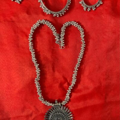 Oxidised Necklace, Earrings, and Bracelet Jewelry Set