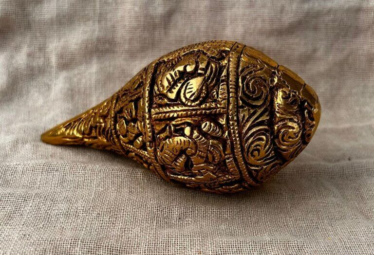 Pure Brass Shree Ganesh Sankh – 13cm × 7cm