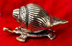 Metal Shankh and Turtle – 15cm × 9cm